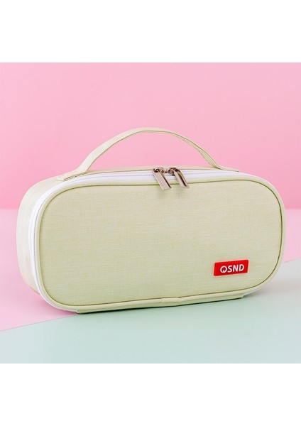 Yeni Japon Tarzı Basit Düz Renk Öğrenci Taşınabilir Kalem Kutusu Büyük Kapasiteli Çift Katmanlı Oxford Kumaş Kalem Kutusu (Yurt Dışından)