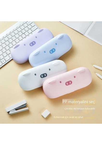 Yeni Piggy Kırtasiye Kutusu Öğrenci Çocuk Kalem Kutusu Sevimli Büyük Kapasiteli Çift Katmanlı Taşınabilir Kalem Kutusu (Yurt Dışından) modelleri