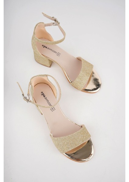 Topuklu Tek Bant Arka Kapalı Altın Kız Çocuk Sandalet fiyatları