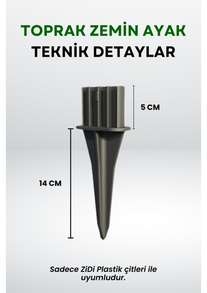 Çit Uyumlu 10'lu Toprak Zemin Ayak - Siyah