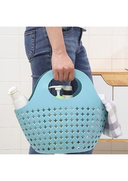 Gri Tarzı Çok Amaçlı Içi Boş Saklama Sepetleri Taşınabilir Kadın Alışveriş Sebze Sepeti, Banyo Duş Kozmetik Şampuan Banyo Sepeti (Yurt Dışından)