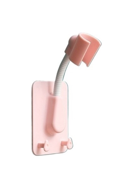 Pembe Stil 360 Ayarlanabilir Duş Başlığı Tutucu Kendinden Yapışkanlı Duş Başlığı Braketi Duvara Monte ile 2 Kanca Stand Banyo Evrensel Abs Tutucu (Yurt Dışından)