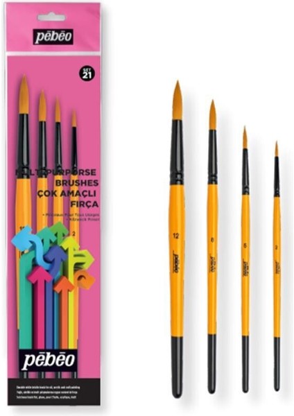 Fırça Seti Yuvarlak No:2,5,8,12 4 Lü Set-21