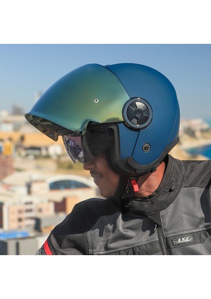 Classy Mat Navy Mavi Kask Sarı Cam E1 fırsatları