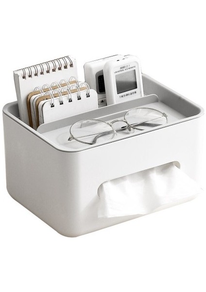 Açık Gri Tarzı Doku Kutusu Peçete Tutucu Uzaktan Kumanda Depolama Masa Düzenleyici Ofis Çok Fonksiyonlu Eşya Konteyner Depolama Ev (Yurt Dışından)