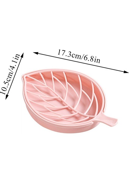 Pembe 11X7CM Tarzı Yaprak Şekilli Sünger Süzgeç Tutucu Depolama Rafı Çift Katlı Sabun Kutusu Yaratıcı Duş Sabunluk Tabak Tutucu Banyo Malzemeleri (Yurt Dışından)