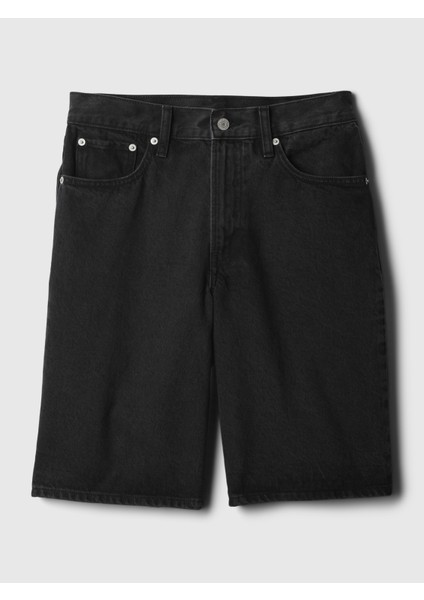 Kadın Siyah 11.5" Mid Rise Longline Denim Şort modelleri