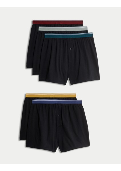 Marks & Spencer Saf Pamuklu 5'li Cool & Fresh™ Jersey Boxer Seti