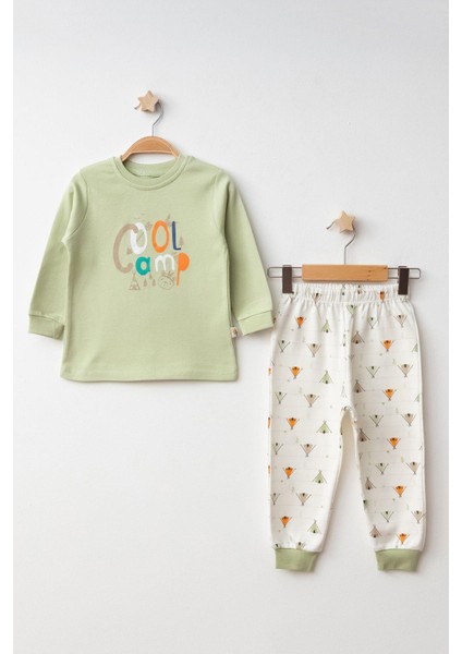 Pijama Takımı Penye Cool Camp Baskılı Yeşil