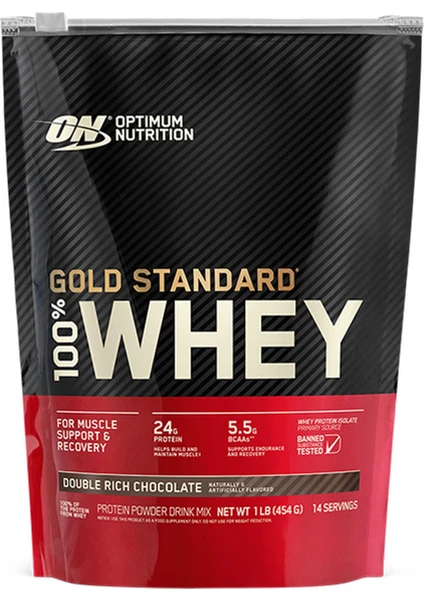 Optimum Nutrition 100% Whey Gold Std - Choc Bag 450g Multi-lingual