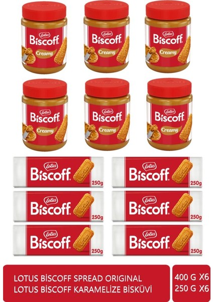 Biscoff 250 gr x 6 Adet + Lotus Biscoff Spread Orıginal 400 gr x 6 Adet