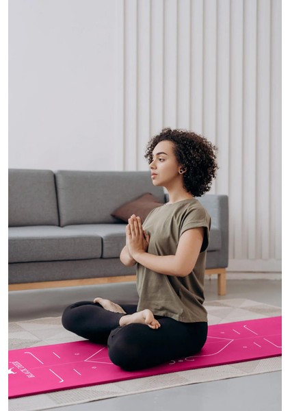 Hizalamalı Yoga Pilates Esneme Matı Egzersiz Minderi 180X55 cm 10 mm