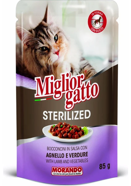 Miglior Gatto Sterilized Kuzu Etli Ve Sebzeli Kedi Konservesi 85 Gr