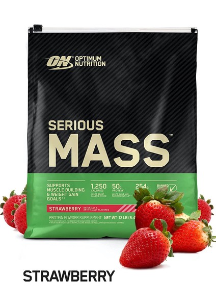 Optimum Nutrition Serious Mass - Çilek, 12 Lbs Multi-Lingual 5450gr