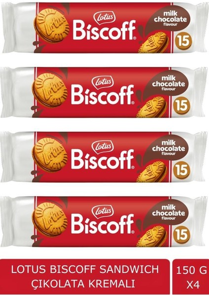 Biscoff Sandwich Biscoff Chocolate 150 gr Çikolata Kremalı Bisküvi x 4 Adet