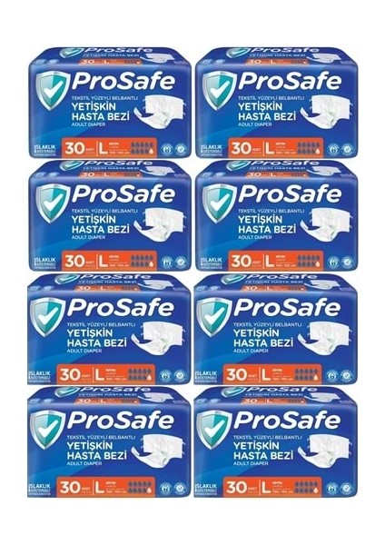 Hasta Bezi Yetişkin Bel Bantlı Tekstil Yüzey L-Büyük Boy 240 Adet (8pk*30)