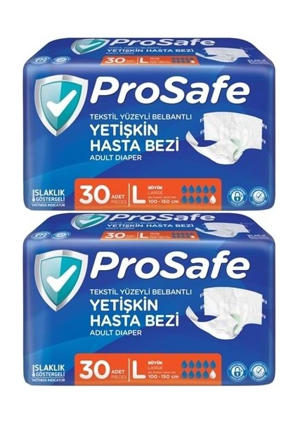 Hasta Bezi Yetişkin Bel Bantlı Tekstil Yüzey L-Büyük Boy 60 Adet (2pk*30)