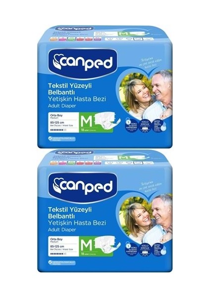 Hasta Bezi Yetişkin Bel Bantlı Tekstil Yüzey M-Orta Boy 36 (2pk*18)
