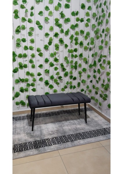 Siyah Metal Ayaklı Metal Kasalı Bench Mutfak Salon Antre Yatak Odası Balkon Puf Bank