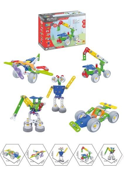 Open Toys Sök Tak Araçlar- Eğitici El Becerisini Geliştirir - (103 Parça) 5in 1 Set