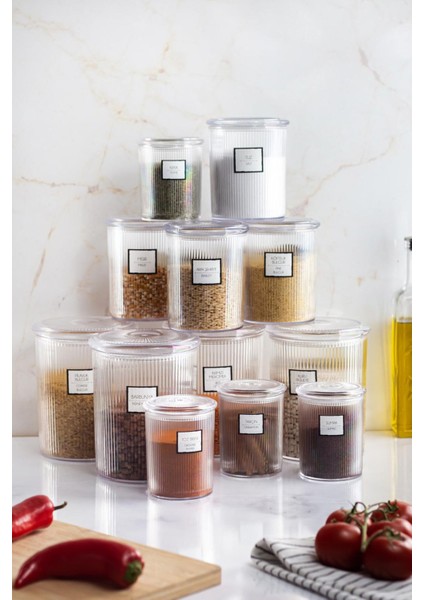 12'Li Barok Yuvarlak 3 Boy Kavanoz Seti & Saklama Kabı & Erzak Kabı (4 Adet 2000 Ml, 4 Adet 1000 Ml, 4 Adet 500 Ml)