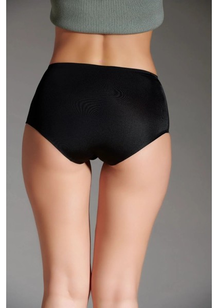 Kadın Lazer Kesim Silikonlu Bato Slip Siyah