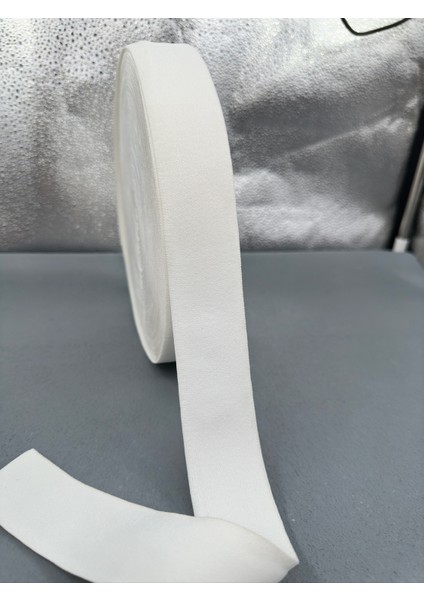 3.5 cm Dokuma Muss Lastik-5 Metre-Beyaz