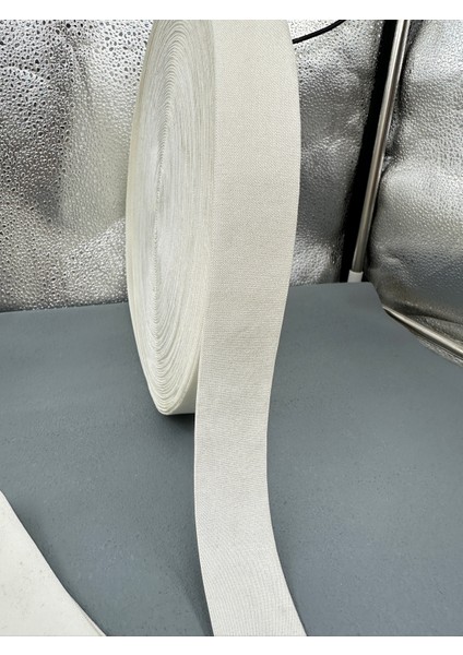 3.5 cm Parlak Naylon Muss Lastik-5 Metre-Ekru