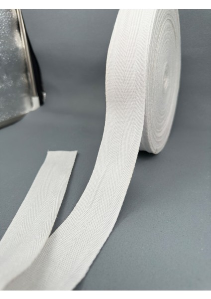 4 cm Balıksırtı Şerit-Beyaz-5 Metre