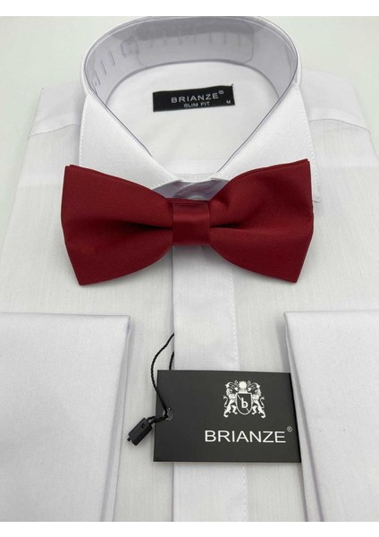 Bordo Düz Renk Saten Papyon