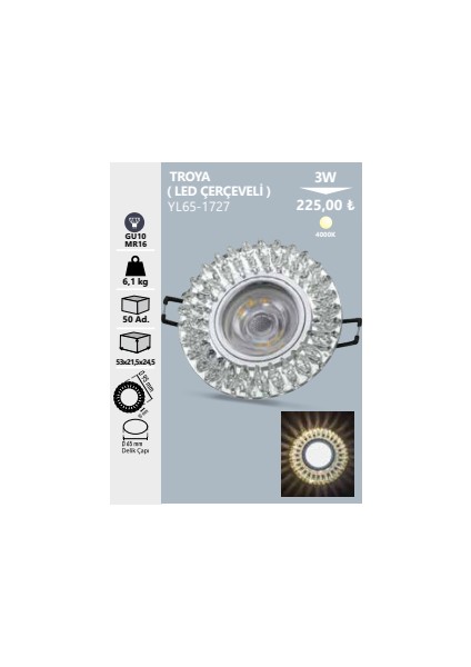Troya Kristal Cam Boş Kasa YL65-1727