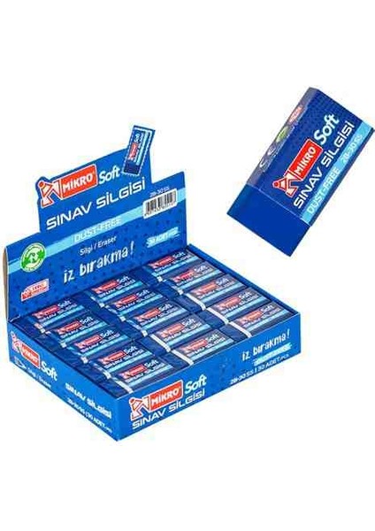 2b-30 Ss Soft Sınav Silgisi 30 Adet - Iz Bırakmaz 30'lu Paket Mikro Sınav Silgisi
