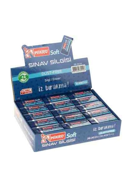 2b-30 Ss Soft Sınav Silgisi 30 Adet - Iz Bırakmaz 30'lu Paket Mikro Sınav Silgisi