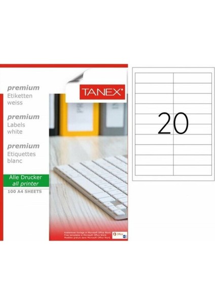 TW-2020 95X26MM Lazer Etiket 100 Lü