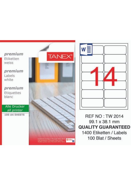 TW-2014 99,1X38,1MM Laser Etiket 100LÜ