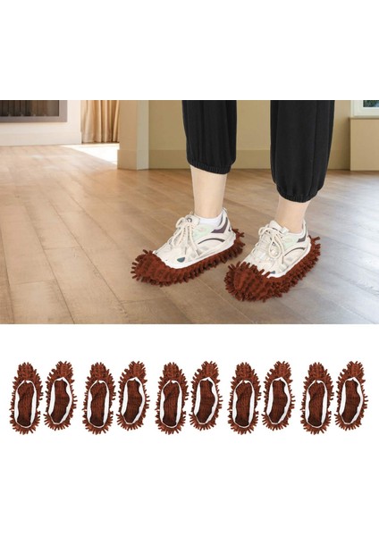 10 Adet Şönil Mopping Galoş, Lazy Galoş Kılıfı Temizleme Galoş (Kahve Rengi) (Yurt Dışından)