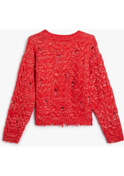 Crop Kazak Ajurlu Yuvarlak Yaka Uzun Kollu fiyatları