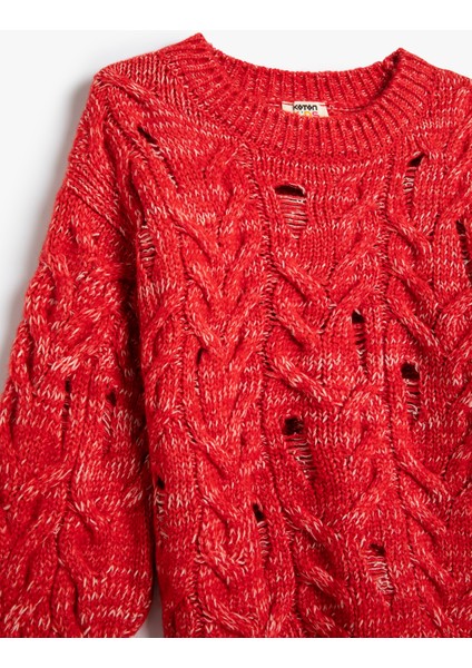 Crop Kazak Ajurlu Yuvarlak Yaka Uzun Kollu modelleri