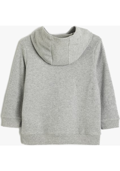 Basic Kapşonlu Sweatshirt Uzun Kollu Bisiklet Yaka Dokulu fiyatları