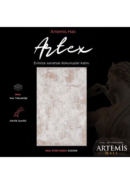 Artex 02509B Gri Terra Modern Eskitme Halı modelleri