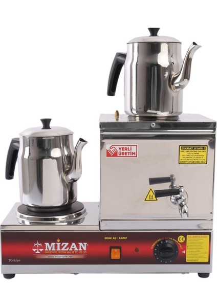 15 Lik Elektrikli 10 Litre 1 Demlikli Çay Kazanı Hediyeli
