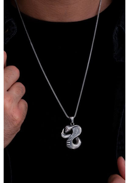 Erkek Gümüş Kolye - Kobra Yılanı Figürlü Gümüş Model 2 Erkek Kolye fiyatları