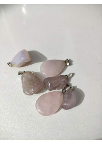 Hakiki Gül Kuvars Aşk Taşı Unisex Kolyeler Kl7