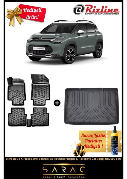 Citroen C3 Aircross 2017 Sonrası 3D Havuz Paspas & Hareketli Üst Bagaj Havuz Seti(Hediyeli!) fiyatları