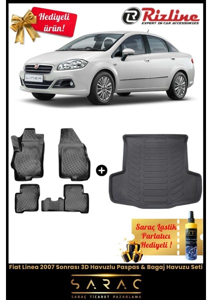 Fiat Linea 2007 Sonrası 3D Havuzlu Paspas & Bagaj Havuzu Seti (Hediyeli !)