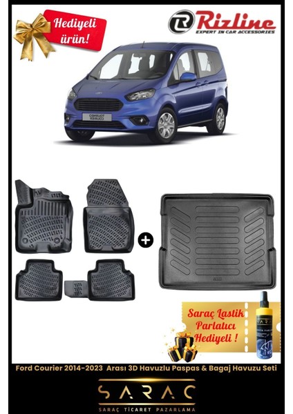 Ford Courier 2014-2023 Arası 3D Havuzlu Paspas & Bagaj Havuzu Seti ( Hediyeli ! ) fiyatları