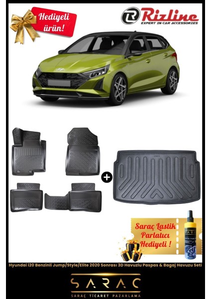 Hyundai I20 Benzin Jump/style/elite 2020 Sonrası 3D Havuz Paspas & Bagaj Havuz Set Hediyeli!