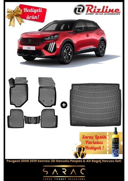 Peugeot 2008 2019 Sonrası 3D Havuzlu Paspas & Alt Bagaj Havuzu Seti(Hediyeli!) fiyatları