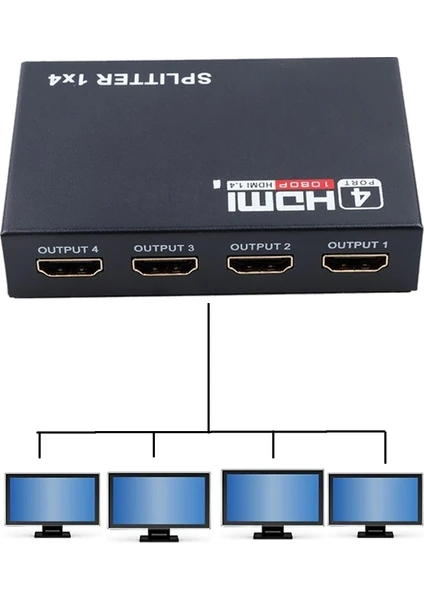 2142 4 Port HDMI Çoklayıcı Splitter Switch Çoğaltıcı Çoklu Ekran