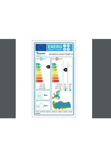 Elegant Prime 18 A++ (Md)-K 18000 Btu/h Inverter Duvar Tipi Klima